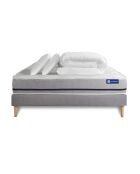Pack lit complet Actiflex Soft gris avec matelas, sommier gris en kit, 2 oreillers et couette - 200x200 cm