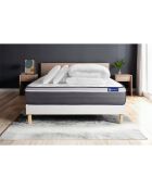 Pack lit complet ActiMemo Plus blanc avec matelas, sommier blanc en kit, 2 oreillers et couette - 160x200 cm