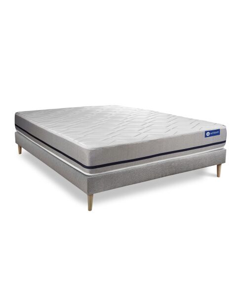 Ensemble matelas et sommier Actiflex Soft gris avec sommier gris en kit - 140x190 cm