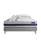 Pack lit complet Actiflex Ergo gris avec matelas, sommier gris en kit, 2 oreillers et couette - 140x190 cm