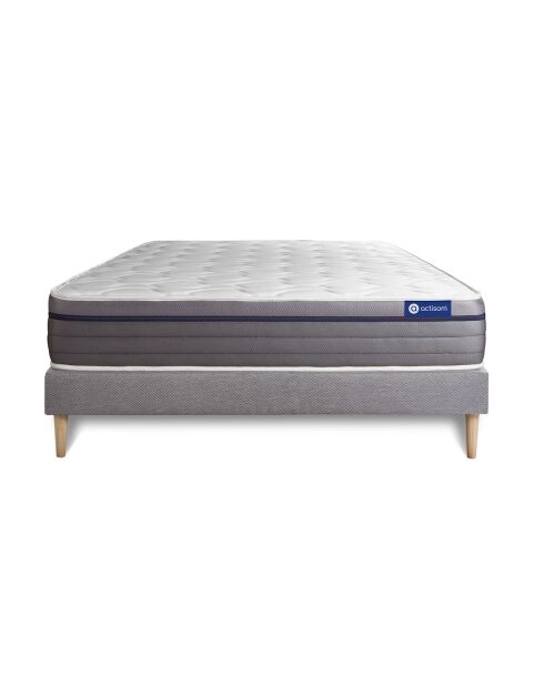 Ensemble matelas et sommier Actiflex Zen gris avec sommier gris en kit - 200x200 cm