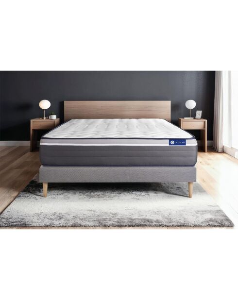 Ensemble matelas et sommier Actiflex Plus gris avec sommier gris en kit - 200x200 cm