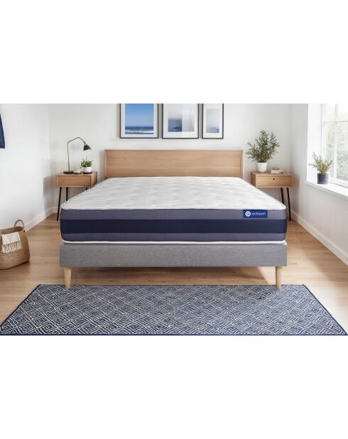 Ensemble matelas et sommier Actiflex Morpho gris avec sommier gris en kit - 140x190 cm
