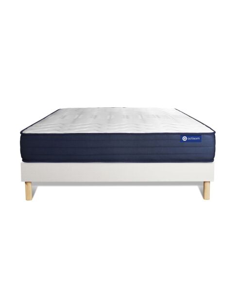 Ensemble matelas et sommier Actimemo Life blanc avec sommier blanc en kit - 200x200 cm