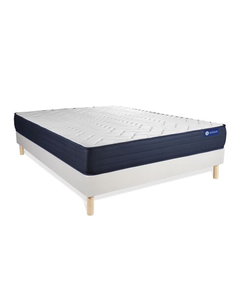 Ensemble matelas et sommier Actimemo Life blanc avec sommier blanc en kit - 200x200 cm
