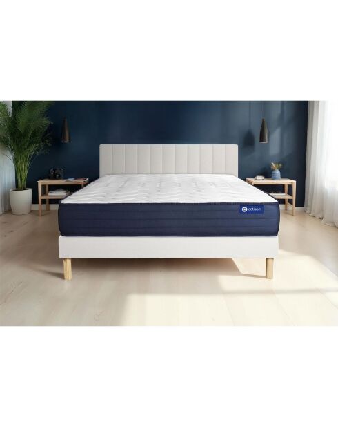 Ensemble matelas et sommier Actimemo Life blanc avec sommier blanc en kit - 200x200 cm