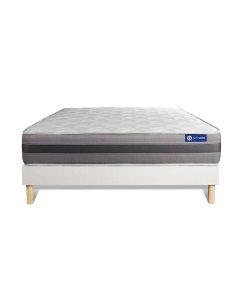 Ensemble matelas et sommier Actilatex Relax blanc avec sommier blanc en kit - 200x200 cm
