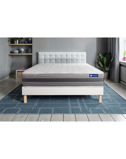 Ensemble matelas et sommier Actilatex Relax blanc avec sommier blanc en kit - 140x190 cm