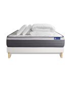 Pack lit complet Actiflex Plus blanc avec matelas, sommier blanc en kit, 2 oreillers et couette - 200x200 cm
