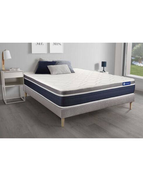 Juego de colchón y somier Actilatex Comfort gris con somier gris en kit - 140x190 cm