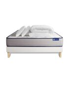Pack lit complet Actimemo Form blanc avec matelas, sommier blanc en kit, 2 oreillers et couette - 200x200 cm