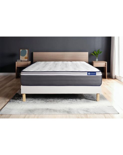 Set materasso bianco ActiMemo Plus con molle scatolate bianche in kit - 140x190 cm