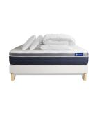 Pack lit complet Actiflex Confort blanc avec matelas, sommier blanc en kit, 2 oreillers et couette - 160x200 cm