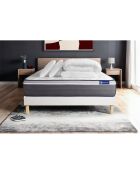 Pack lit complet Actilatex Plus blanc avec matelas, sommier blanc en kit, 2 oreillers et couette - 180x200 cm