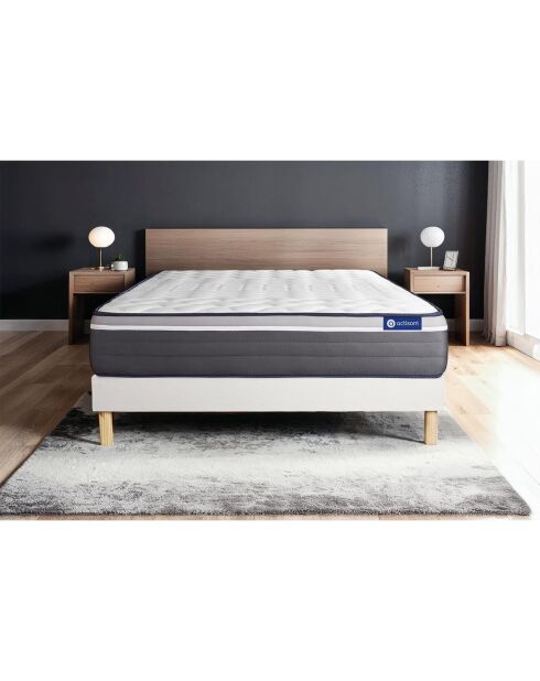 Ensemble matelas et sommier Actiflex Plus blanc avec sommier blanc en kit - 160x200 cm