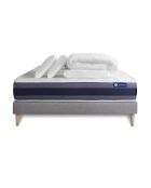 Pack lit complet Actiflex Morpho gris avec matelas, sommier gris en kit, 2 oreillers et couette - 160x200 cm