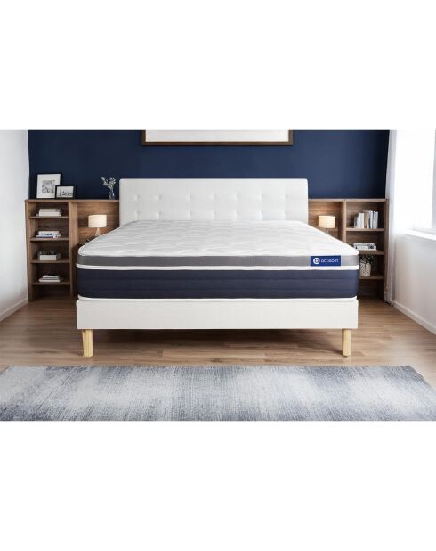 Ensemble matelas et sommier Actiflex Confort blanc avec sommier blanc en kit - 200x200 cm