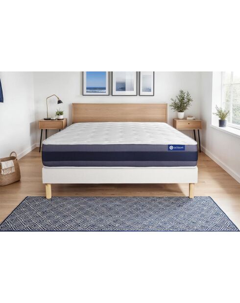 Ensemble matelas et sommier Actiflex Morpho blanc avec sommier blanc en kit - 180x200 cm