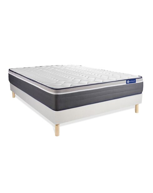 Ensemble matelas et sommier Actiflex Plus blanc avec sommier blanc en kit - 200x200 cm