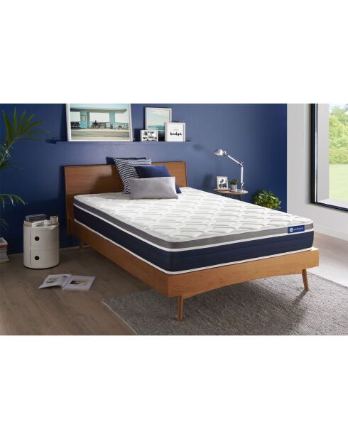 Matelas à ressorts ensachés et mémoire de forme Actiflex Confort blanc - 200x200 cm