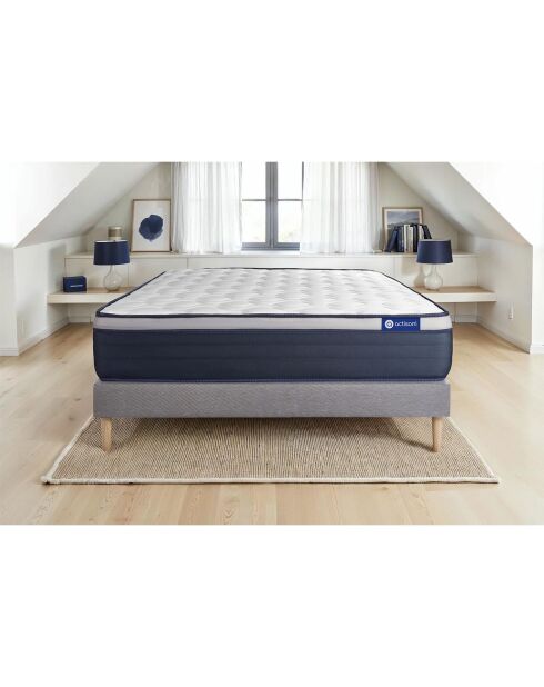 Ensemble matelas et sommier Actiflex Max gris avec sommier gris en kit - 140x190 cm