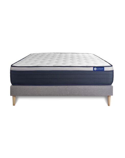 Ensemble matelas et sommier Actiflex Max gris avec sommier gris en kit - 200x200 cm