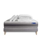 Pack lit complet Actilatex Relax gris avec matelas, sommier gris en kit, 2 oreillers et couette - 200x200 cm