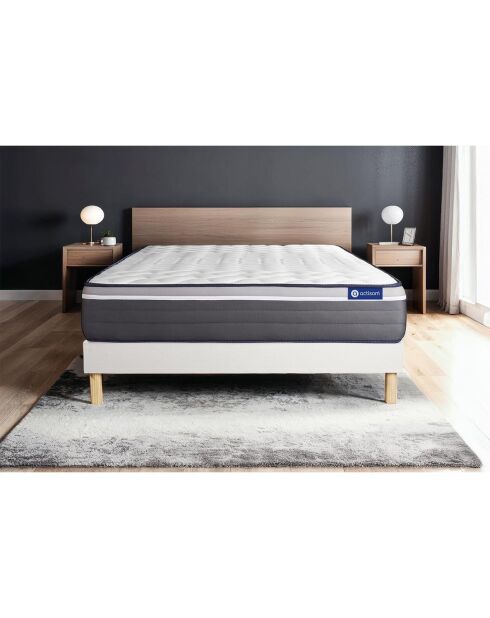 Ensemble matelas et sommier Actiflex Plus blanc avec sommier blanc en kit - 140x190 cm