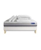 Pack lit complet Actimemo Soft blanc avec matelas, sommier blanc en kit, 2 oreillers et couette - 160x200 cm