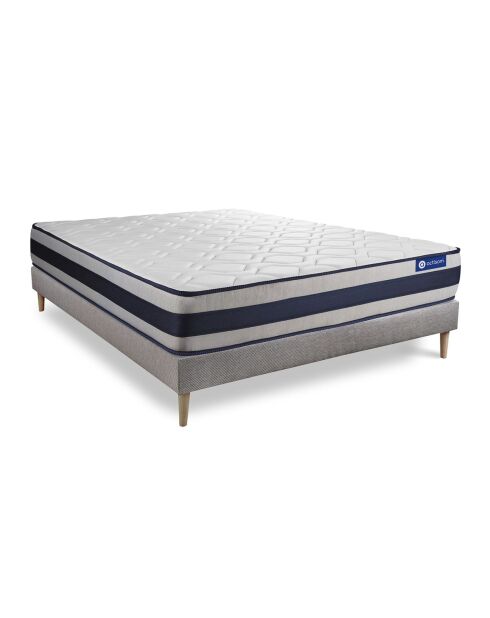 Ensemble matelas et sommier Actiflex Ergo gris avec sommier gris en kit - 200x200 cm