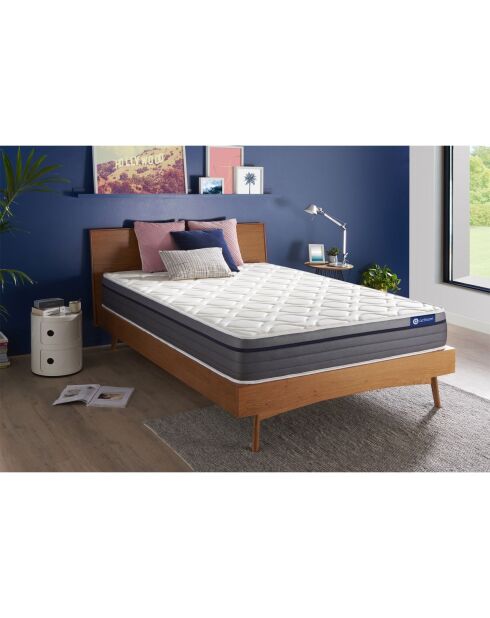 Matelas à ressorts ensachés et mémoire de forme Actiflex Zen blanc - 140x190 cm