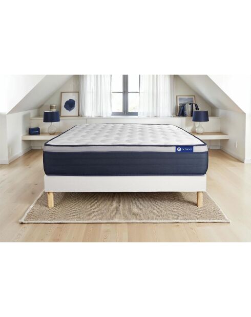 Ensemble matelas et sommier Actiflex Max blanc avec sommier blanc en kit - 140x190 cm