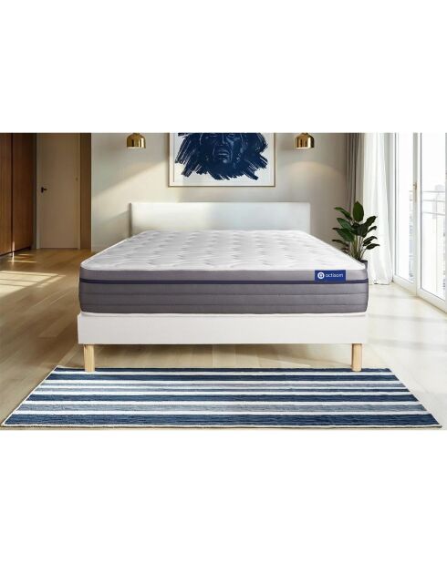 Ensemble matelas et sommier Actiflex Zen blanc avec sommier blanc en kit - 200x200 cm