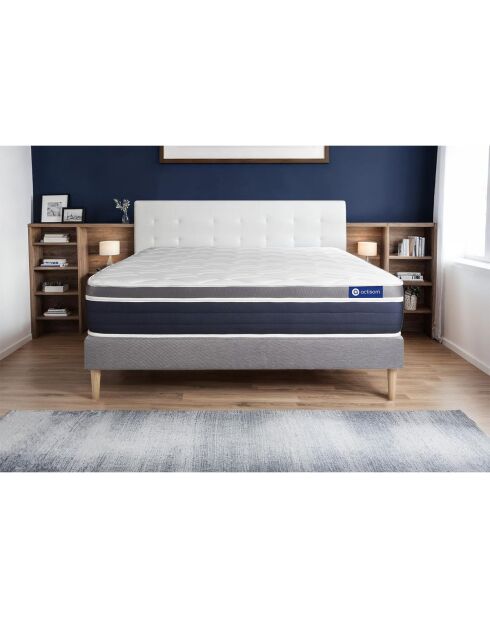 Ensemble matelas et sommier Actiflex Confort gris avec sommier gris en kit - 140x190 cm