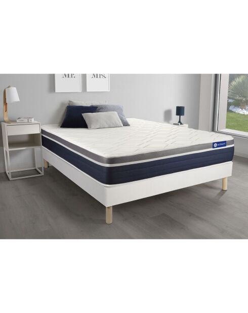 Ensemble matelas et sommier Actilatex Confort blanc avec sommier blanc en kit - 140x190 cm