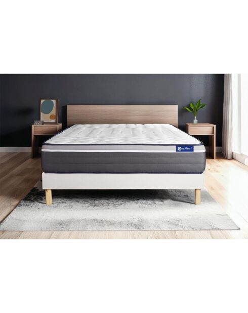 Set materasso bianco ActiMemo Plus con molle scatolate bianche in kit - 200x200 cm