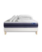Pack lit complet Actilatex Morpho blanc avec matelas, sommier blanc en kit, 2 oreillers et couette - 160x200 cm