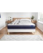 Pack lit complet Actilatex Morpho blanc avec matelas, sommier blanc en kit, 2 oreillers et couette - 160x200 cm