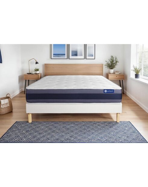 Ensemble matelas et sommier Actiflex Morpho blanc avec sommier blanc en kit - 140x190 cm