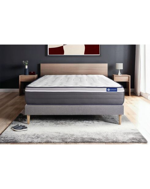 Set de colchón y somier gris Actilatex Plus con somier gris en kit - 140x190 cm