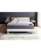 Pack lit complet ActiMemo Plus blanc avec matelas, sommier blanc en kit, 2 oreillers et couette - 200x200 cm