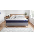 Pack lit complet Actilatex Morpho gris avec matelas, sommier gris en kit, 2 oreillers et couette - 140x190 cm