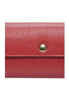 Rode leren portemonnee - 8,5x18,5x1 cm