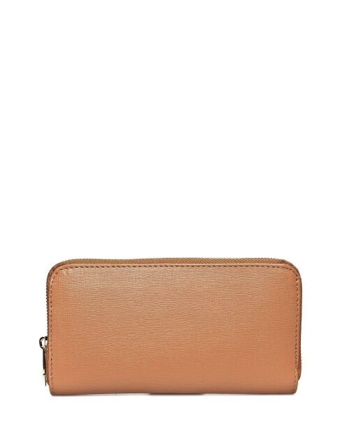 Cognac leren portemonnee - 11x20x2,5 cm