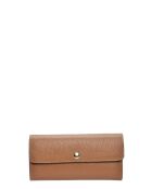 Cognac leren portemonnee - 8,5x18,5x1 cm