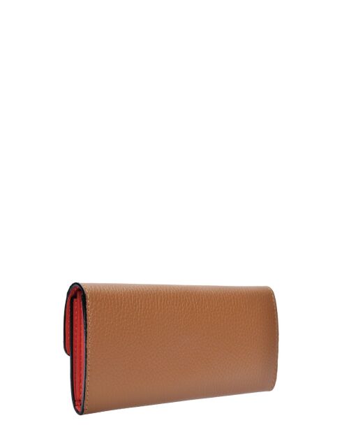 Cognac leren portemonnee - 8,5x18,5x1 cm