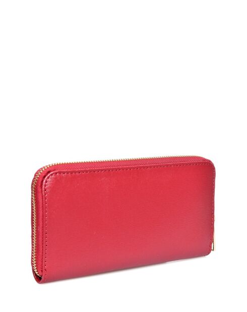 Rode leren portemonnee - 11x20x2,5 cm
