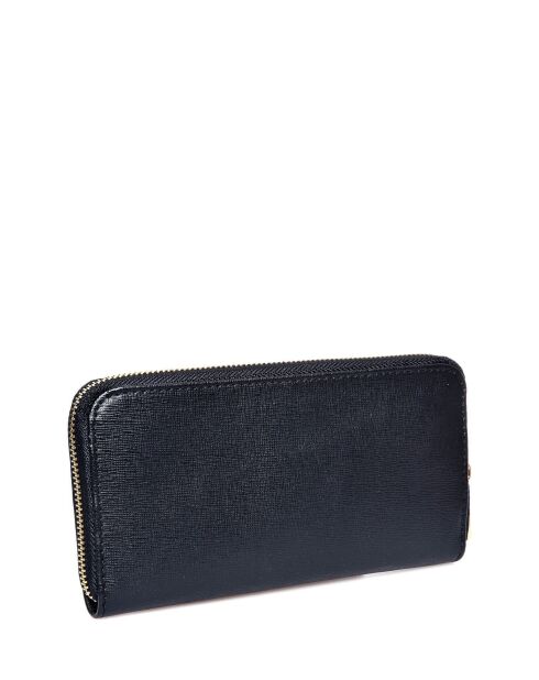 Zwarte leren portemonnee - 11x20x2,5 cm