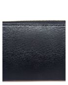 Zwarte leren portemonnee - 11x20x2,5 cm