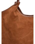 Hobo-tas in cognacsuède - 29x42x11 cm